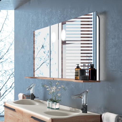 Joya - Miroir avec tablette à gauche et éclairage LED - JOYAMITAB105G  Joya - Miroir avec tablette à gauche et éclairage LED - JOYAMITAB105G