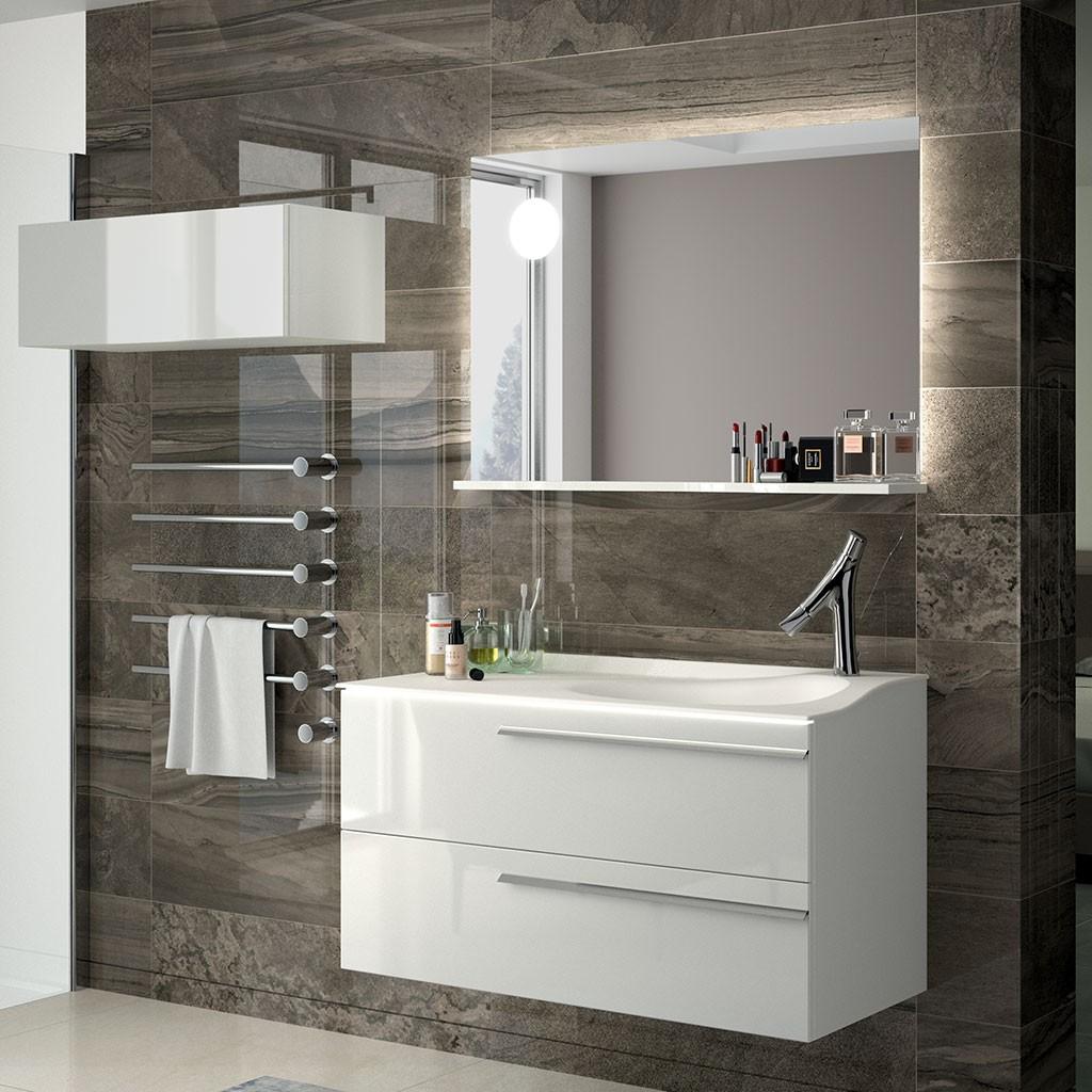 Joya - Miroir avec tablette à gauche et éclairage LED - JOYAMITAB105G  Joya - Miroir avec tablette à gauche et éclairage LED - JOYAMITAB105G