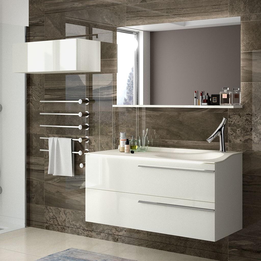 Joya - Miroir avec tablette à gauche et éclairage LED - JOYAMITAB105G  Joya - Miroir avec tablette à gauche et éclairage LED - JOYAMITAB105G