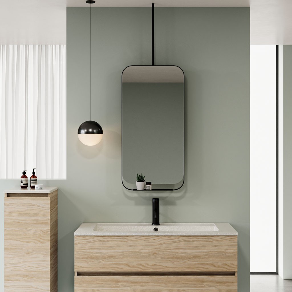 Miroirs - Miroir avec cadre noir et étagère - MIFORMH  Miroirs - Miroir avec cadre noir et étagère - MIFORMH