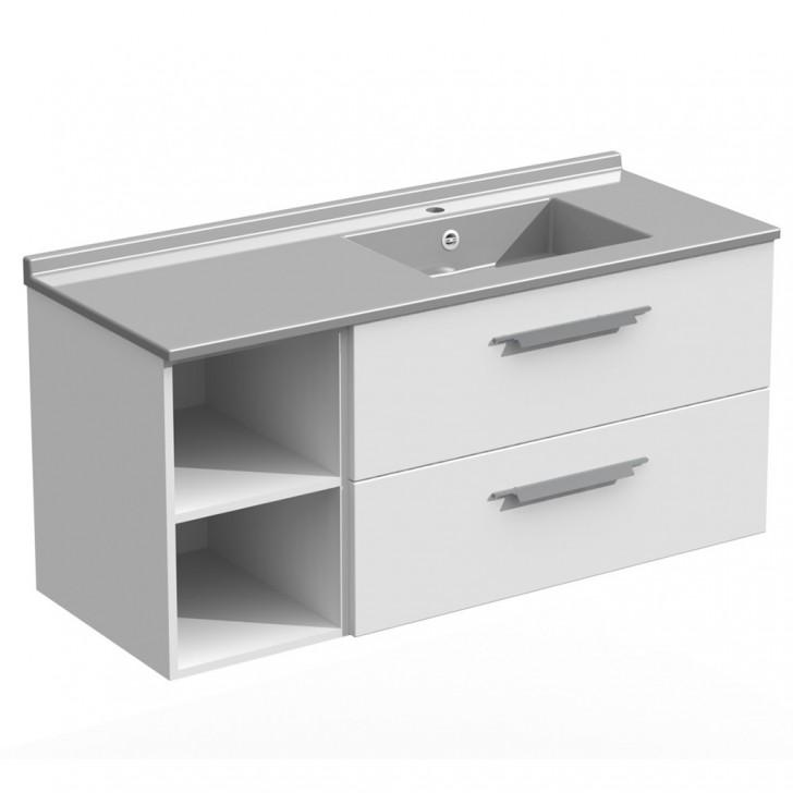 Strada+ - Meuble vasque à droite 2 niches 2 tiroirs - STP125NTD