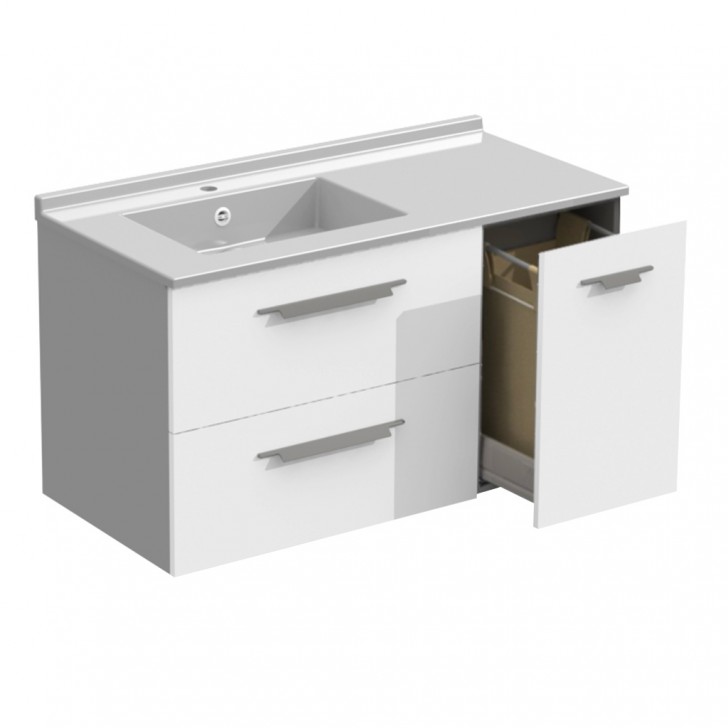 Strada+ - Meuble vasque à gauche 2 tiroirs 1 panier à linge - STP105TBG