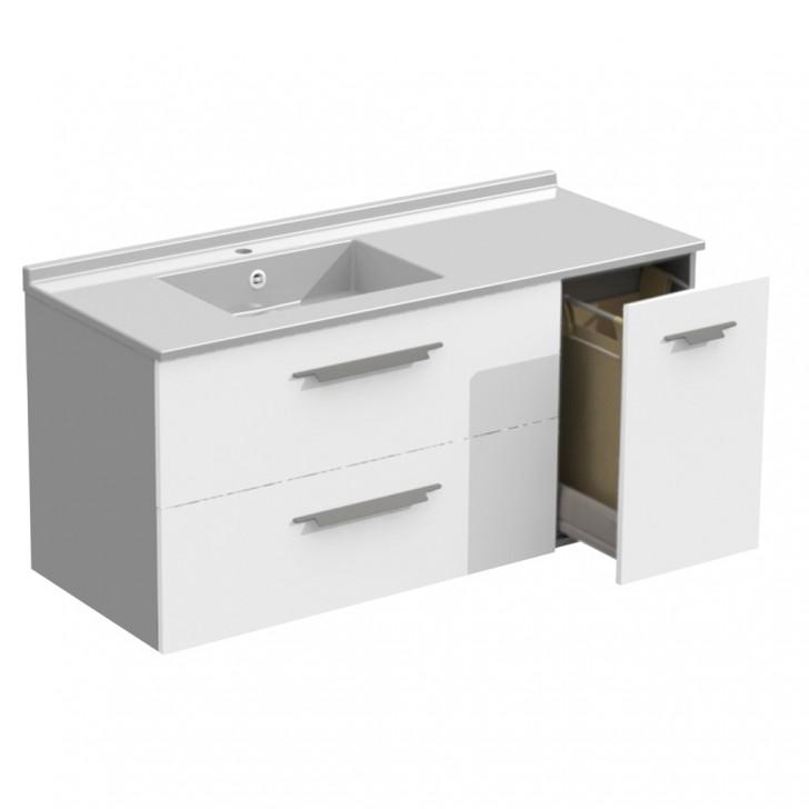 Strada+ - Meuble vasque à gauche 2 tiroirs 1 panier à linge - STP125TBG