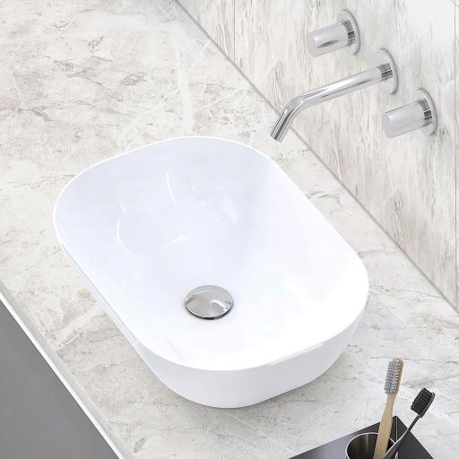 Sumiko - Vasque arrondie céramique blanc - VSQRECCERBL  Sumiko - Vasque arrondie céramique blanc - VSQRECCERBL