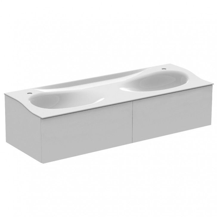 Joya - Meuble double vasque 2 tiroirs sans poignée - JOYA141282PU